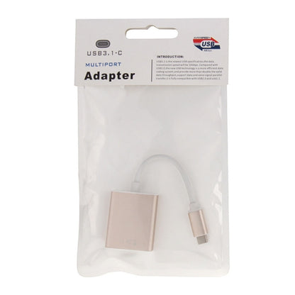 USB-C to VGA multiport adapter in retail package with attached cable.