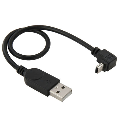 90-degree USB 2.0 adapter cable, black, USB-A to mini USB plug, 29 cm