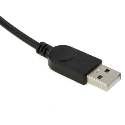 Black USB-A male connector end of the 90-degree USB 2.0 adapter cable