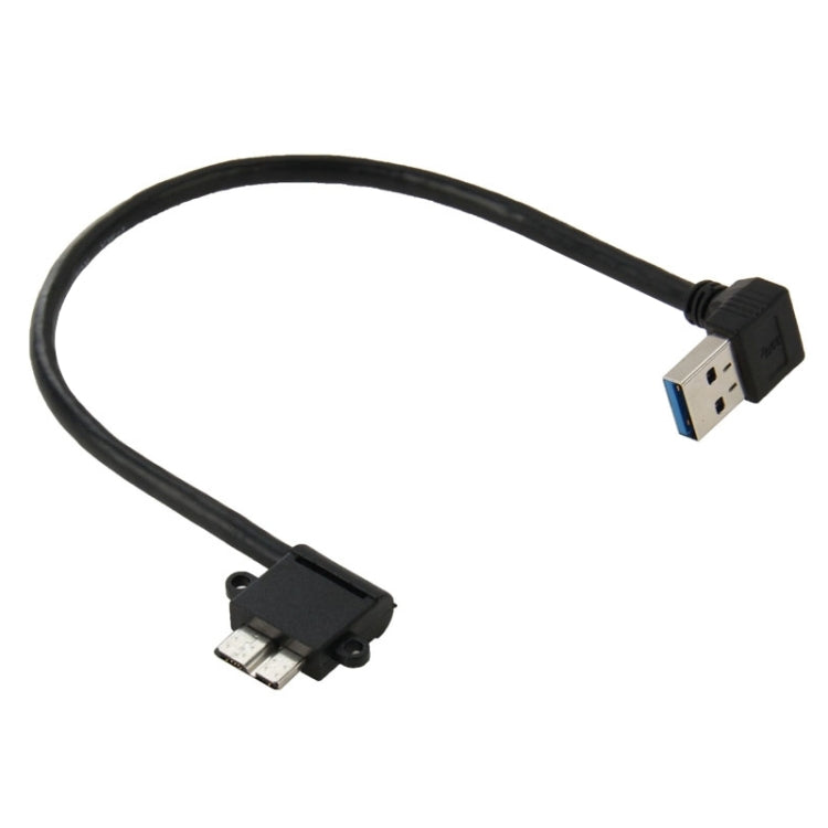 USB 3.0 to Micro 3.0 data cable, black, angled USB-A to Micro-B connectors