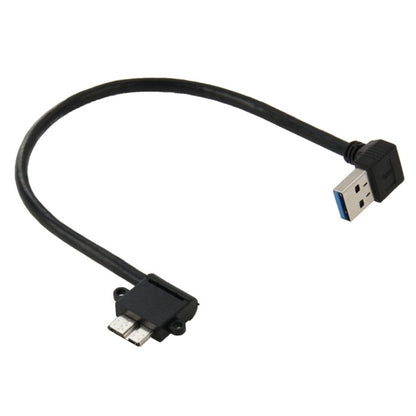 USB 3.0 to Micro 3.0 data cable, black, angled USB-A to Micro-B connectors