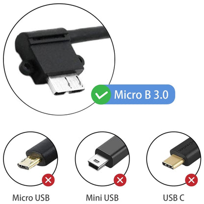 USB 3.0 to Micro 3.0 data cable with Micro-B 3.0 connector plug, angled