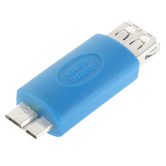 Blue USB OTG adapter with USB-A and micro USB ports