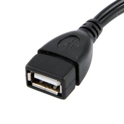 Black micro USB connector end with metal contacts on the cable