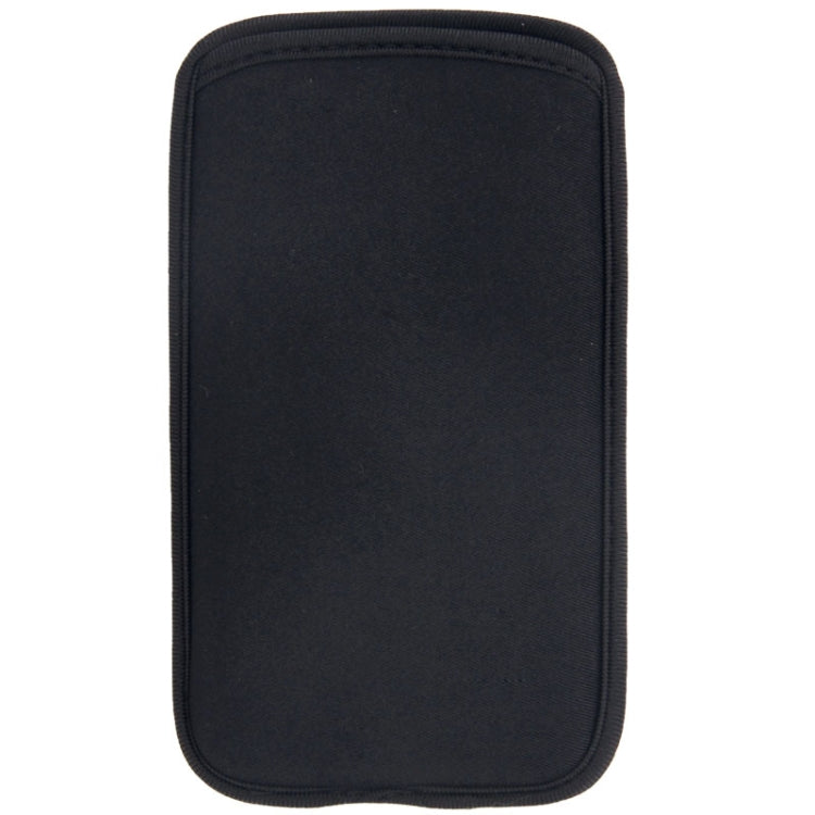 Black vertical phone case pouch with rounded corners and reinforced border