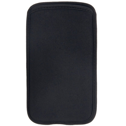 Black vertical phone case pouch with rounded corners and reinforced border