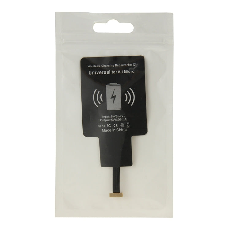 Wireless Qi charging receiver with Micro USB connector, universal compatibility