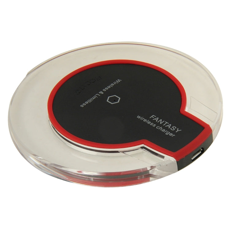 FANTASY Qi wireless charger receiver, circular red-and-black LED-style panel