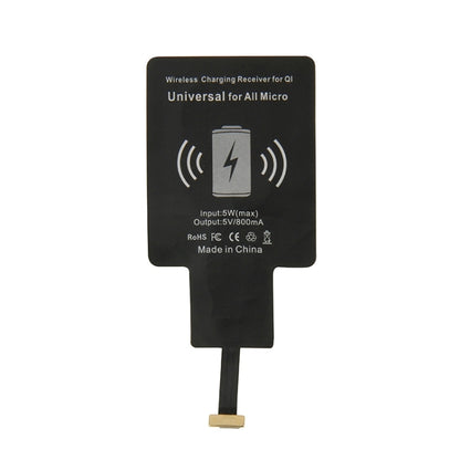 Qi wireless charging receiver for micro USB, black module with port and cable connector