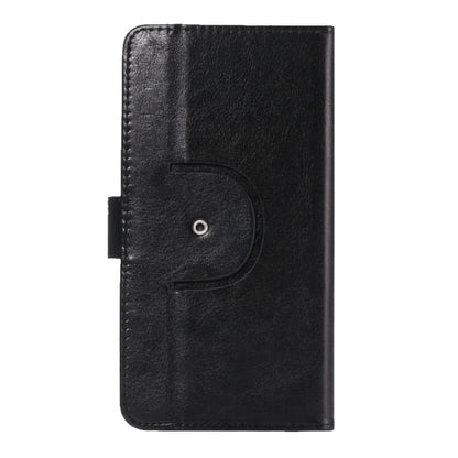 Black crazy horse texture phone wallet case with circular snap-style clasp