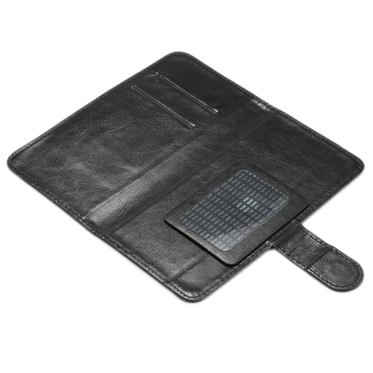 Black crazy horse texture phone wallet case with integrated card holder