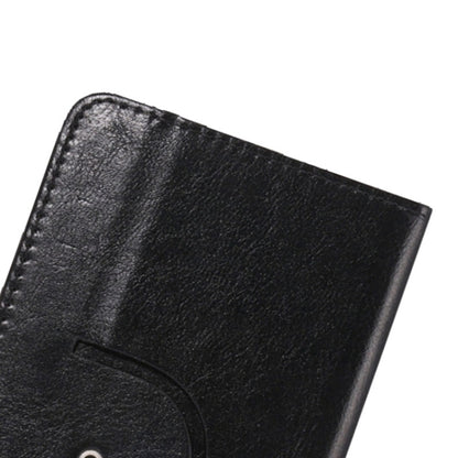 Black crazy horse texture phone wallet case close-up of leather finish