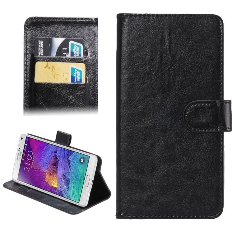 Black faux leather wallet phone case with inner card slots and folio flap