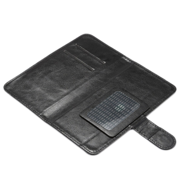 Black faux leather folio phone case with credit-card pocket and stand strap