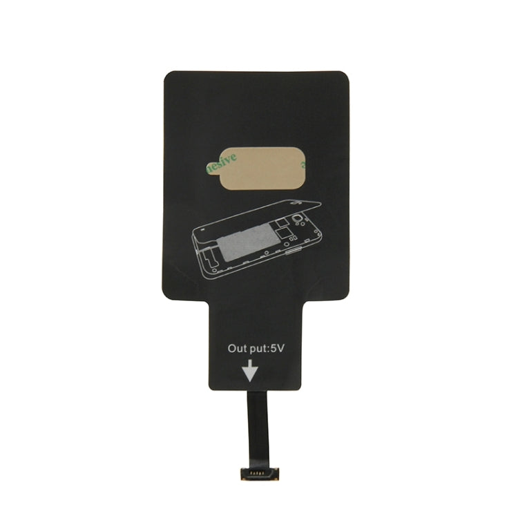 Qi wireless charging receiver, black back with adhesive pad and micro USB plug