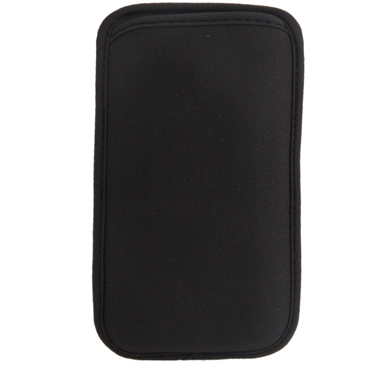 Waterproof dark phone carry case, upright fabric sleeve with rounded edges
