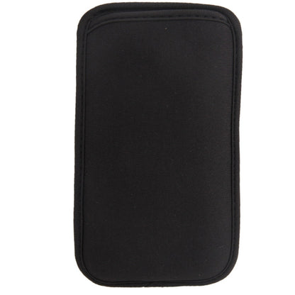 Waterproof dark phone carry case, upright fabric sleeve with rounded edges