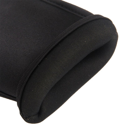 Close-up of dark waterproof phone case edge stitching and reinforced fabric corner