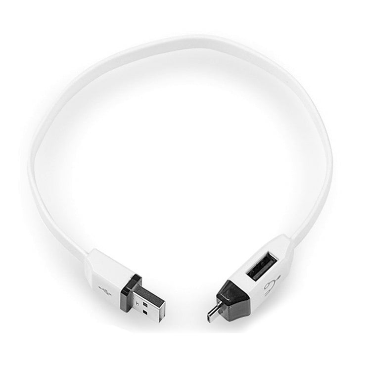 White OTG cable with USB male and micro USB male connectors