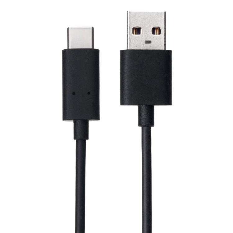 Black USB-A to USB Type-C cable with molded connectors, 1 m length