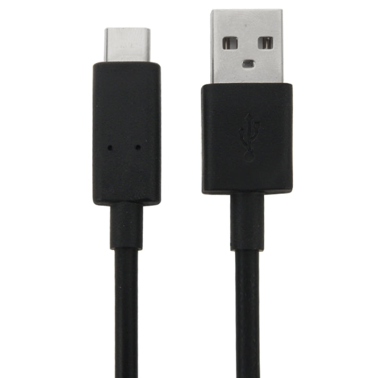 Black USB-A to USB Type-C cable, Type-C and USB-A plugs with molded ends