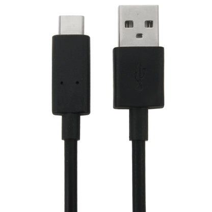 Black USB-A to USB Type-C cable, Type-C and USB-A plugs with molded ends