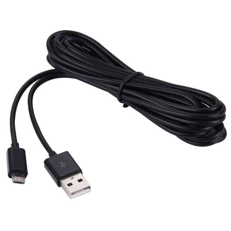 3m micro USB to USB data cable, black cord, coiled with USB-A and micro USB ends