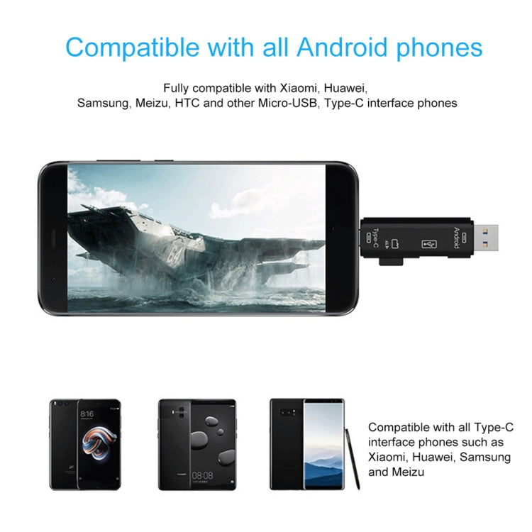 OTG adapter connected to a smartphone with USB-A output, black
