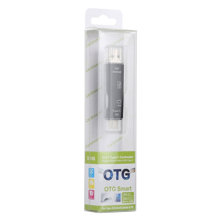 Retail package for 3-in-1 TF card reader OTG adapter, D-188