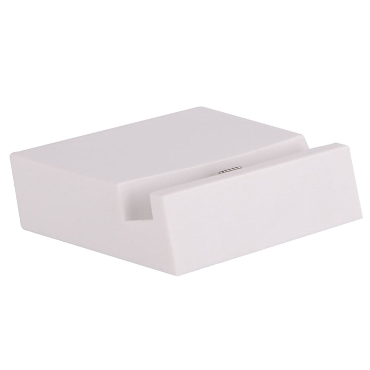 White USB-C dock stand with small top port opening