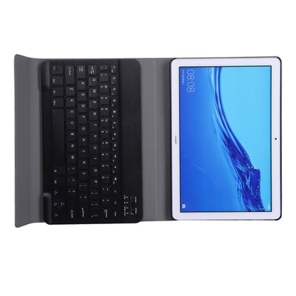 Tablet keyboard case opened to show black key layout and tablet holder
