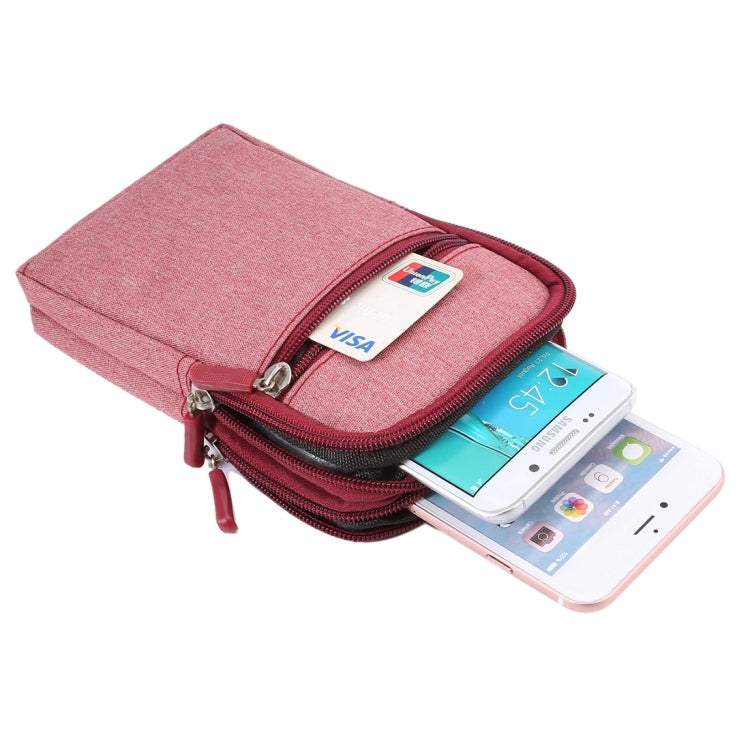 Pink zip smartphone waist bag with card slots and phone stored in front compartment