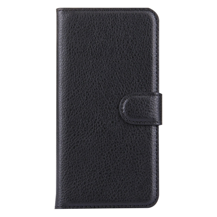Black litchi-texture flip leather case for Galaxy S6 with foldover closure tab
