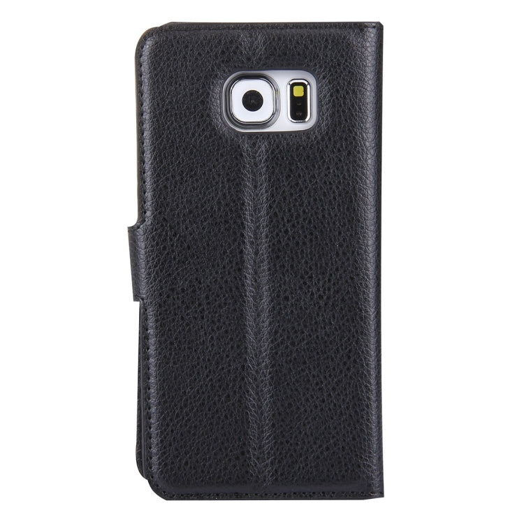 Black litchi-texture leather Galaxy S6 case with camera cutout and side openings