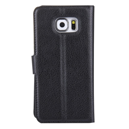 Black litchi-texture leather Galaxy S6 case with camera cutout and side openings