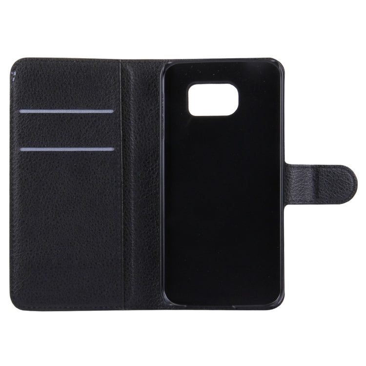 Black leather flip wallet case for Galaxy S6 with internal phone holder