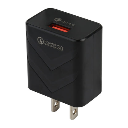 Black QC 3.0 USB travel charger adapter with red indicator, US plug