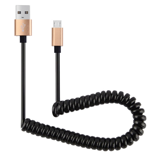 Rose gold USB-A to micro-USB charging cable with coiled black cord