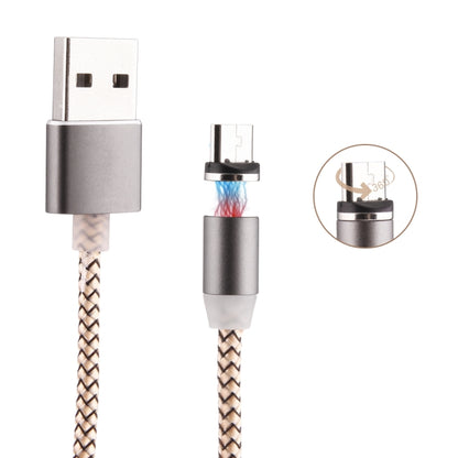 Micro USB magnetic charging cable, nylon braided, USB-A to Micro USB ends, grey.