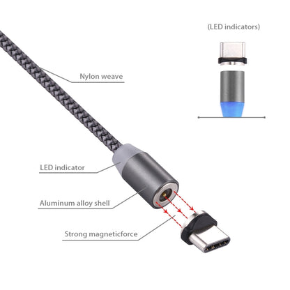 Braided magnetic USB charging cable with LED indicator, aluminum alloy shell, nylon weave