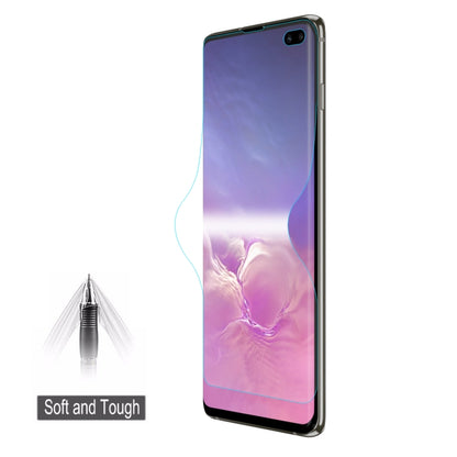 Hydrogel full-screen protector for Galaxy S10+ shown on phone front