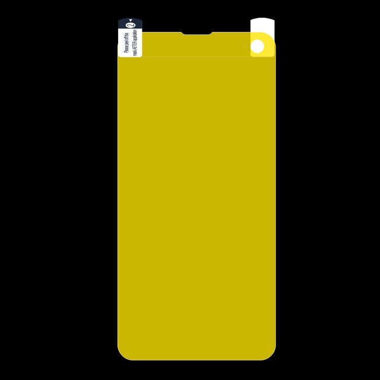 Galaxy S10e hydrogel screen protector film with cutout and yellow backing sheet