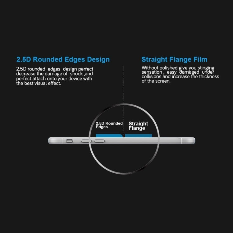 Tempered glass screen protector showing 2.5D rounded edge design