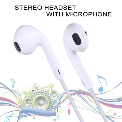 White in-ear stereo earphones with built-in microphone on cable
