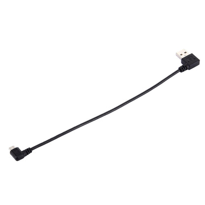 Black 20cm USB 2.0 to Micro USB male angle cable, same-side connectors
