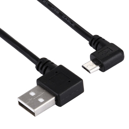 Black 20cm USB 2.0 to Micro USB male angle cable with molded connector ends