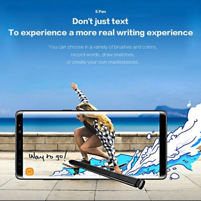 Black touch stylus S Pen for Galaxy Note 8 used to write on the smartphone display