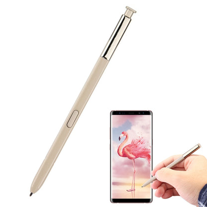 Gold touch stylus S Pen for Galaxy Note 8 with a hand drawing on the smartphone