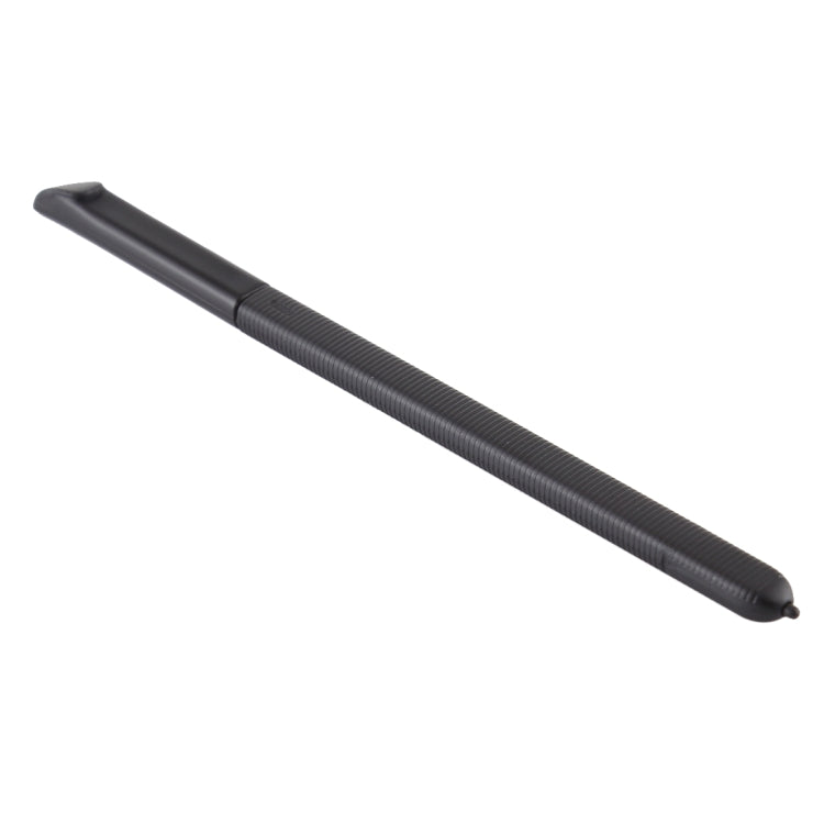 Black touch stylus pen with textured grip, shown in side view