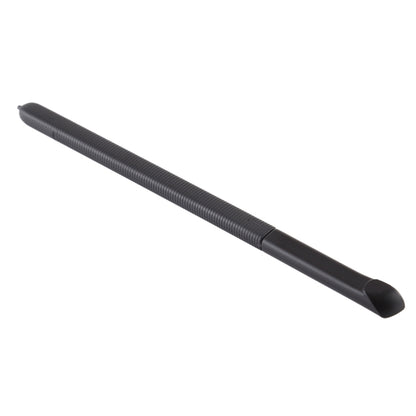 Black touch stylus pen with pointed tip, angled against a white background